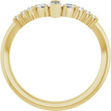 14K Gold Marquise Natural Diamond Accented Contour Band - 1/4-3/8 CTW - Yellow Gold - view 2