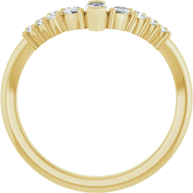 14K Gold Marquise Natural Diamond Accented Contour Band - 1/4-3/8 CTW - Yellow Gold - view 2