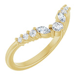 14K Gold Round Lab-Grown Diamond Accented Contour Band - 1/5-3/8 CTW - Yellow Gold