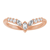 14K Gold Marquise Lab-Grown Diamond Accented Contour Band - 1/4-3/8 CTW - Rose Gold - view 3