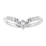 14K Gold Marquise Lab-Grown Diamond Accented Contour Band - 1/4-3/8 CTW - White Gold - view 3