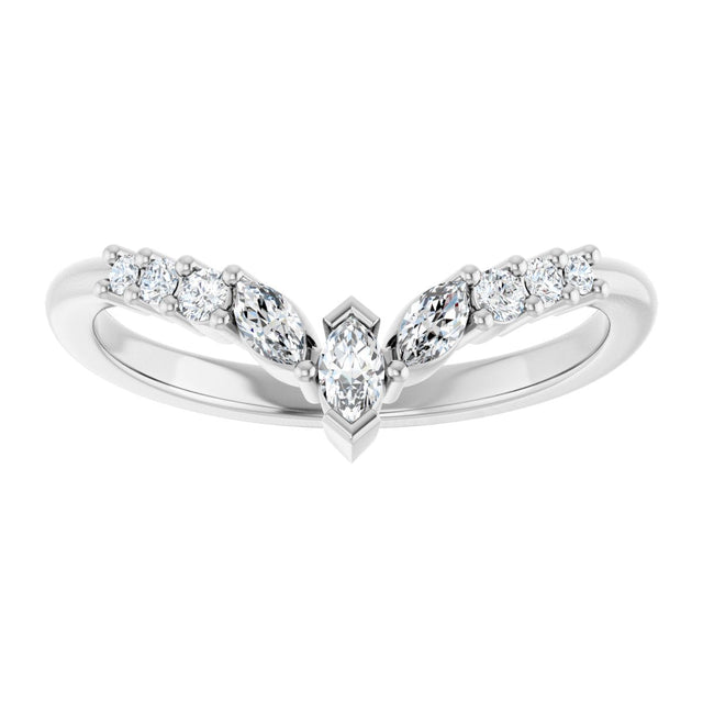 Platinum Marquise Lab-Grown Diamond Accented Contour Band - 1/4-3/8 CTW - view 3