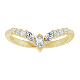 14K Gold Marquise Natural Diamond Accented Contour Band - 1/4-3/8 CTW - Yellow Gold - view 3