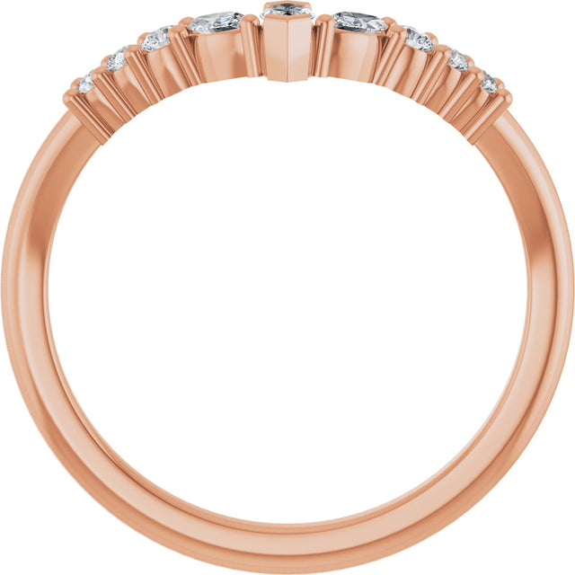 14K Gold Marquise Natural Diamond Accented Contour Band - 1/4-3/8 CTW - Rose Gold - view 2