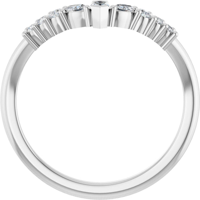 14K Gold Marquise Lab-Grown Diamond Accented Contour Band - 1/4-3/8 CTW - White Gold - view 2