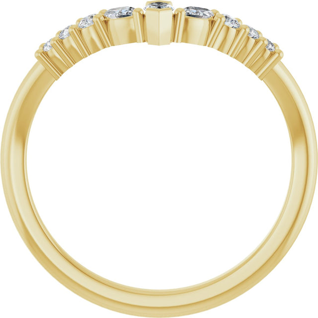 14K Gold Marquise Lab-Grown Diamond Accented Contour Band - 1/4-3/8 CTW - Yellow Gold - view 2