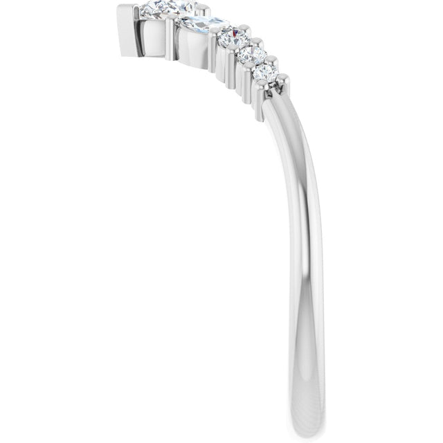 Platinum Pear Lab-Grown Diamond Accented Contour Band - 1/3 CTW - view 4