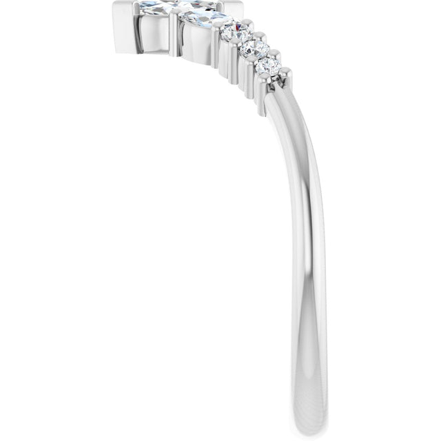 14K Gold Marquise Lab-Grown Diamond Accented Contour Band - 1/4-3/8 CTW - White Gold - view 4