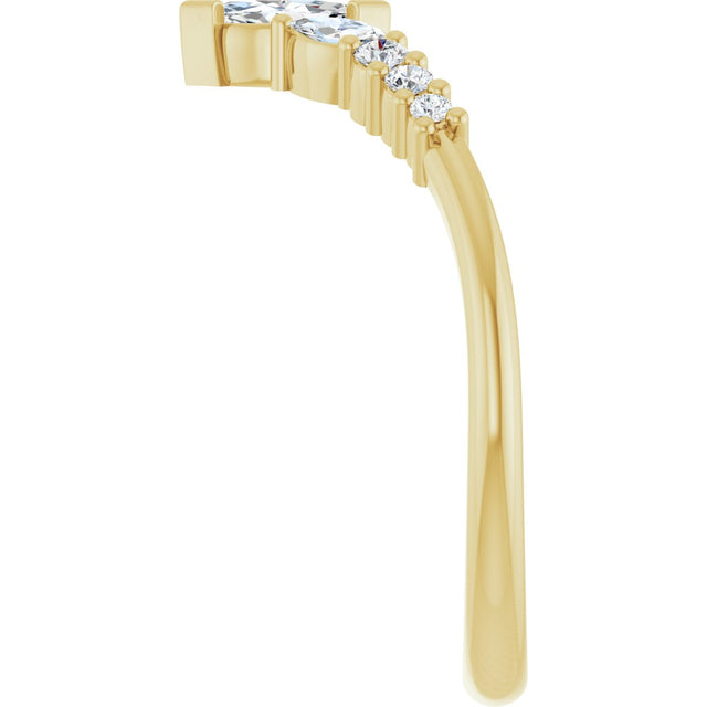 14K Gold Marquise Lab-Grown Diamond Accented Contour Band - 1/4-3/8 CTW - Yellow Gold - view 4