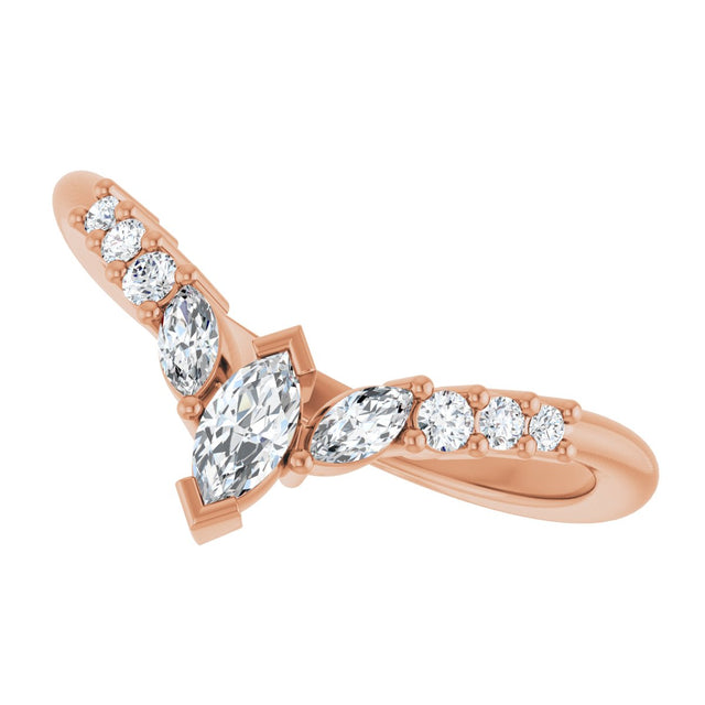 14K Gold Marquise Lab-Grown Diamond Accented Contour Band - 1/4-3/8 CTW - Rose Gold - view 5