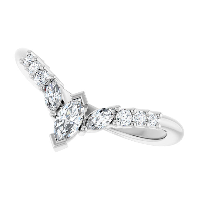 Platinum Marquise Lab-Grown Diamond Accented Contour Band - 1/4-3/8 CTW - view 5