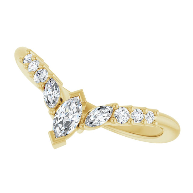14K Gold Marquise Lab-Grown Diamond Accented Contour Band - 1/4-3/8 CTW - Yellow Gold - view 5