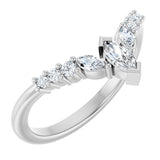 Platinum Marquise Lab-Grown Diamond Accented Contour Band - 1/4-3/8 CTW