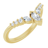 14K Gold Marquise Natural Diamond Accented Contour Band - 1/4-3/8 CTW - Yellow Gold