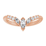 14K Gold Marquise Natural Diamond Accented Contour Band - 1/4-3/8 CTW - Rose Gold - view 3