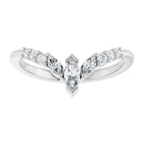 Platinum Marquise Lab-Grown Diamond Accented Contour Band - 1/4-3/8 CTW - view 3