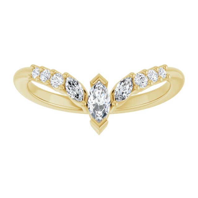 14K Gold Marquise Lab-Grown Diamond Accented Contour Band - 1/4-3/8 CTW - Yellow Gold - view 3