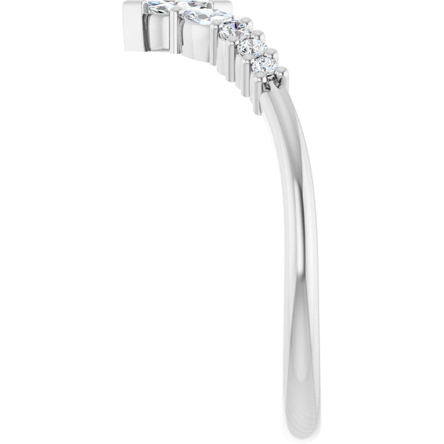 Platinum Marquise Lab-Grown Diamond Accented Contour Band - 1/4-3/8 CTW - view 4