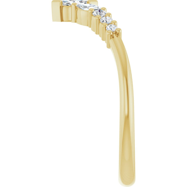 14K Gold Marquise Lab-Grown Diamond Accented Contour Band - 1/4-3/8 CTW - Yellow Gold - view 4