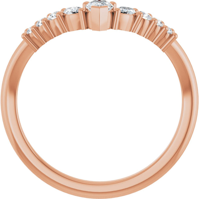 14K Gold Pear Lab-Grown Diamond Accented Contour Band - 1/3 CTW - Rose Gold - view 2