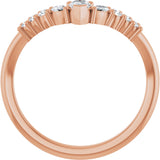 14K Gold Pear Natural Diamond Accented Contour Band - 1/3 CTW - Rose Gold - view 2
