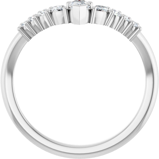 14K Gold Pear Natural Diamond Accented Contour Band - 1/3 CTW - White Gold - view 2