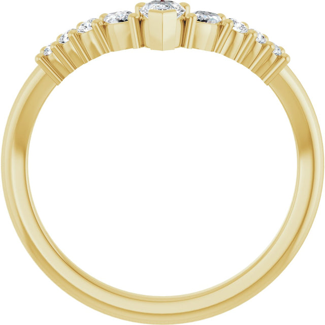 14K Gold Pear Lab-Grown Diamond Accented Contour Band - 1/3 CTW - Yellow Gold - view 2