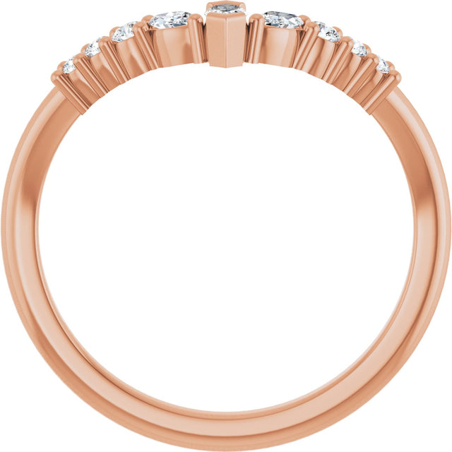 14K Gold Marquise Lab-Grown Diamond Accented Contour Band - 1/4-3/8 CTW - Rose Gold - view 2
