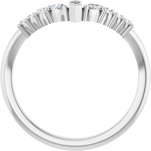 14K Gold Marquise Lab-Grown Diamond Accented Contour Band - 1/4-3/8 CTW - White Gold - view 2