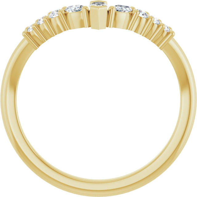 14K Gold Marquise Natural Diamond Accented Contour Band - 1/4-3/8 CTW - Yellow Gold - view 2