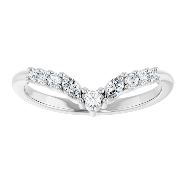 Platinum Round Lab-Grown Diamond Accented Contour Band - 1/5-3/8 CTW - view 3