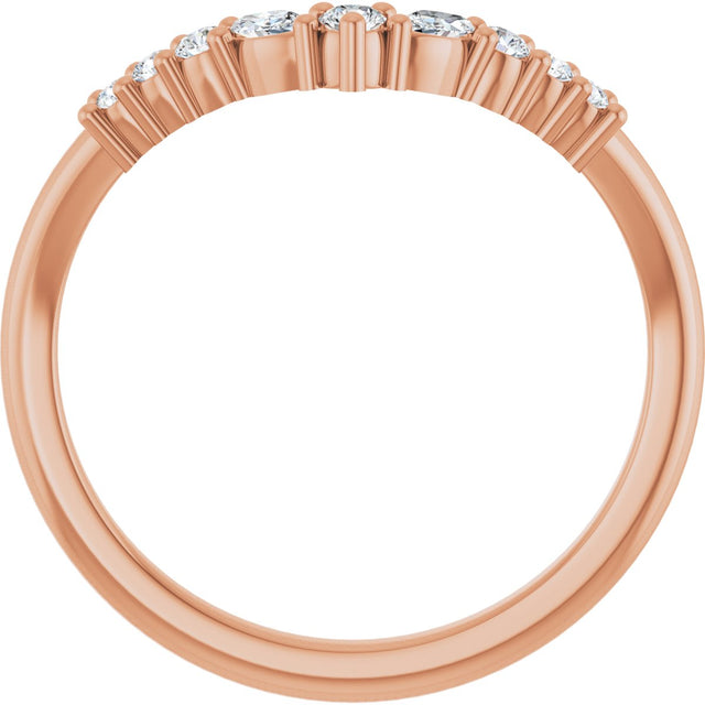 14K Gold Round Lab-Grown Diamond Accented Contour Band - 1/5-3/8 CTW - Rose Gold - view 2
