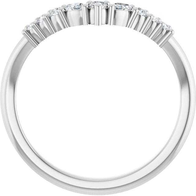 Platinum Round Natural Diamond Accented Contour Band - 1/5-3/8 CTW - view 2