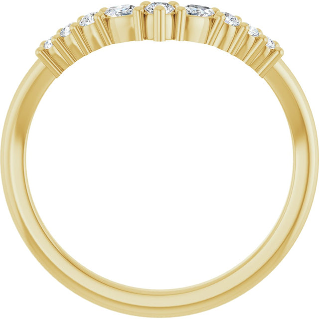 14K Gold Round Natural Diamond Accented Contour Band - 1/5-3/8 CTW - Yellow Gold - view 2