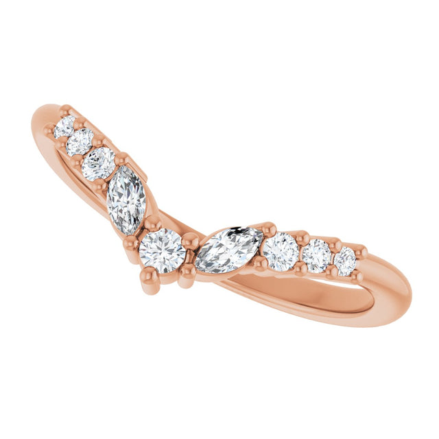 14K Gold Round Lab-Grown Diamond Accented Contour Band - 1/5-3/8 CTW - Rose Gold - view 5