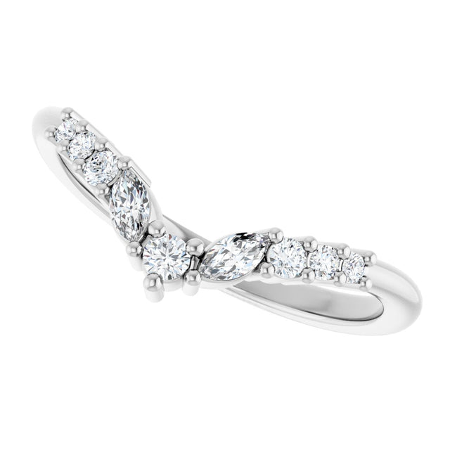 Platinum Round Natural Diamond Accented Contour Band - 1/5-3/8 CTW - view 5