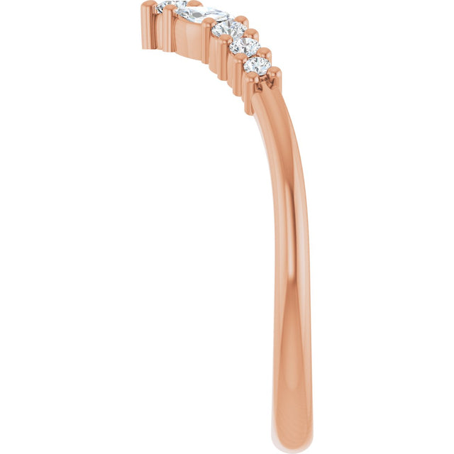14K Gold Round Natural Diamond Accented Contour Band - 1/5-3/8 CTW - Rose Gold - view 4
