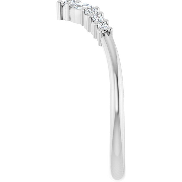 14K Gold Round Lab-Grown Diamond Accented Contour Band - 1/5-3/8 CTW - White Gold - view 4