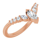 14K Gold Marquise Natural Diamond Accented Contour Band - 1/4-3/8 CTW - Rose Gold
