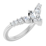 14K Gold Marquise Lab-Grown Diamond Accented Contour Band - 1/4-3/8 CTW - White Gold