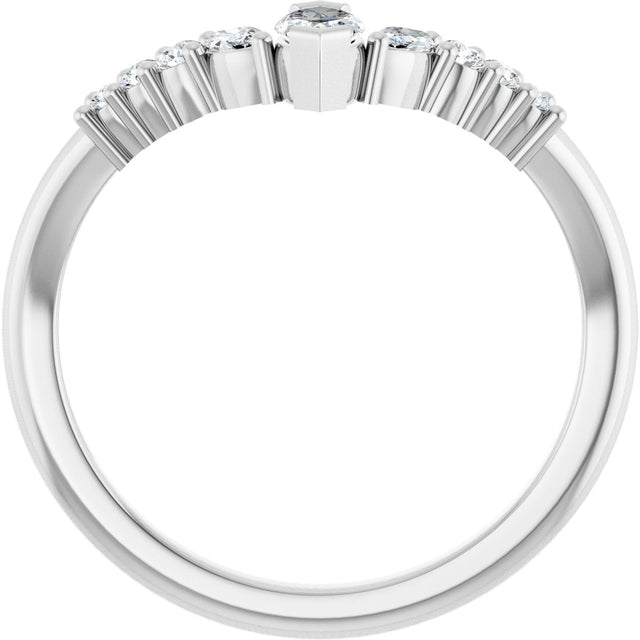 Platinum Marquise Lab-Grown Diamond Accented Contour Band - 1/4-3/8 CTW - view 2