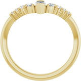 14K Gold Marquise Natural Diamond Accented Contour Band - 1/4-3/8 CTW - Yellow Gold - view 2