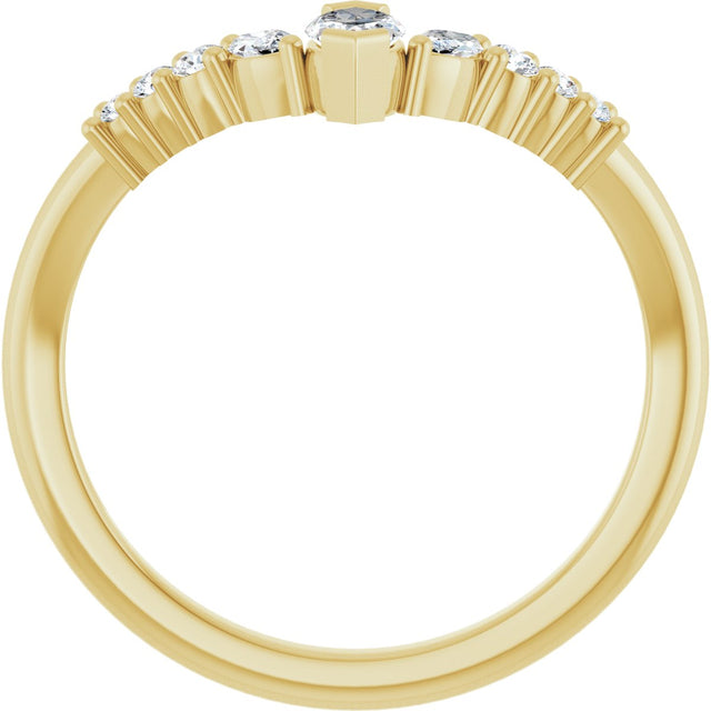 14K Gold Marquise Natural Diamond Accented Contour Band - 1/4-3/8 CTW - Yellow Gold - view 2