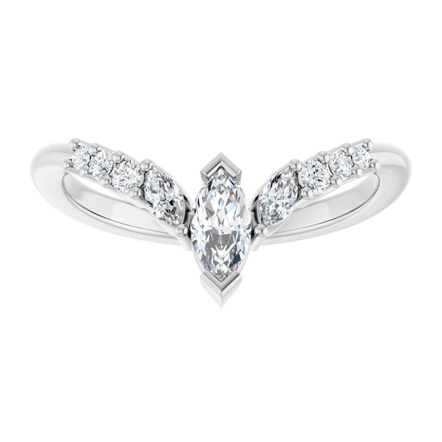 Platinum Marquise Lab-Grown Diamond Accented Contour Band - 1/4-3/8 CTW - view 3
