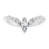 14K Gold Marquise Natural Diamond Accented Contour Band - 1/4-3/8 CTW - White Gold - view 3