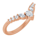 14K Gold Pear Lab-Grown Diamond Accented Contour Band - 1/3 CTW - Rose Gold