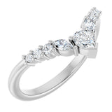 Platinum Pear Natural Diamond Accented Contour Band - 1/3 CTW