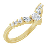 14K Gold Pear Lab-Grown Diamond Accented Contour Band - 1/3 CTW - Yellow Gold