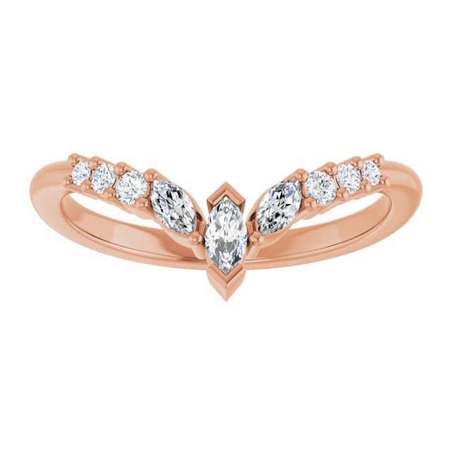 14K Gold Marquise Lab-Grown Diamond Accented Contour Band - 1/4-3/8 CTW - Rose Gold - view 3