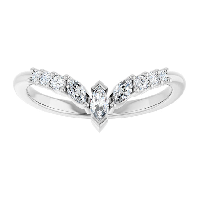 14K Gold Marquise Lab-Grown Diamond Accented Contour Band - 1/4-3/8 CTW - White Gold - view 3